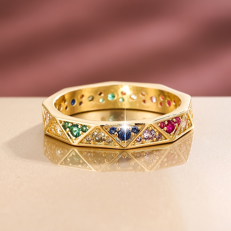 Stylish Triangle Women's Ring w/ Zirconia